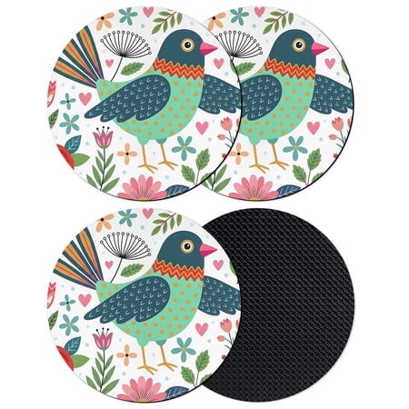 Colorful Birds Coasters Set of 4 Absorbent Coasters for Drinks Spring Botanical Flowers Branches Coaster for Desk Coffee Table Protection Home Decor House Warming Gifts 4