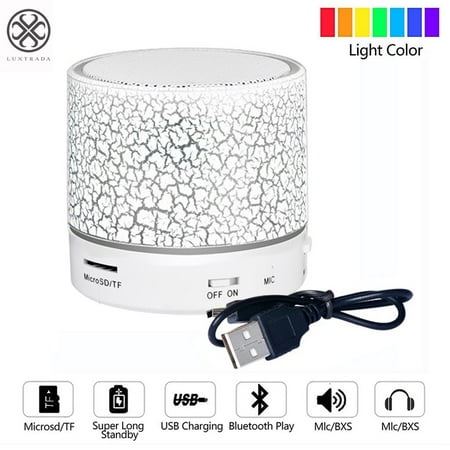 Luxtrada LED Bluetooth Mini Speaker Wireless Portable Stereo Sound Box Support TF Card Mic for iPhone iPod & Android System