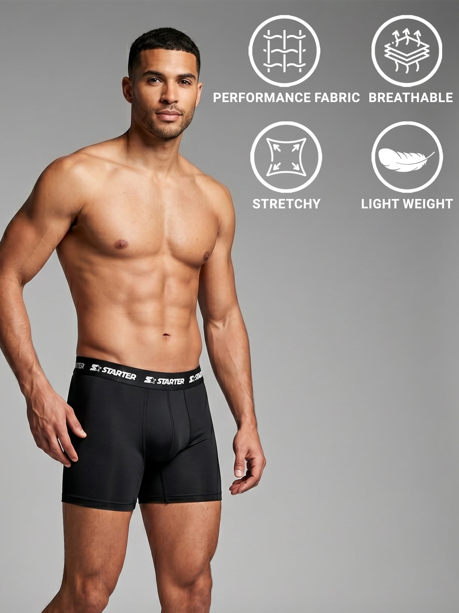Starter Men’s Active Performance Boxer Briefs, 5-Pack, Sizes S-XL