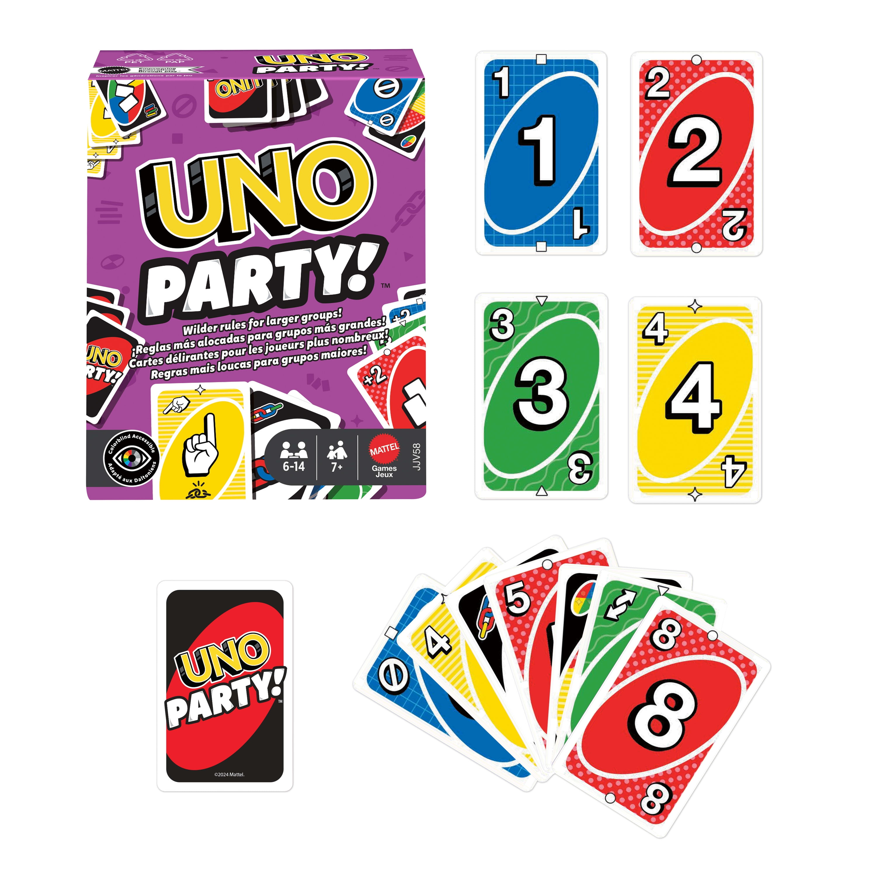 UNO Party Card Game for Large Groups, Kids, Adults & Family Nights, 6 to 14 Players Ages 7+ Years