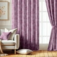 thumbnail image 3 of Vargottam Monochrome Floral Design Blackout Curtains - Set of 2 Panels, 52 x 63 Inches Each - Light Blocking & Thermal Insulated Drapes with Grommet Top for Bedroom & Living Room - Purple, 3 of 9