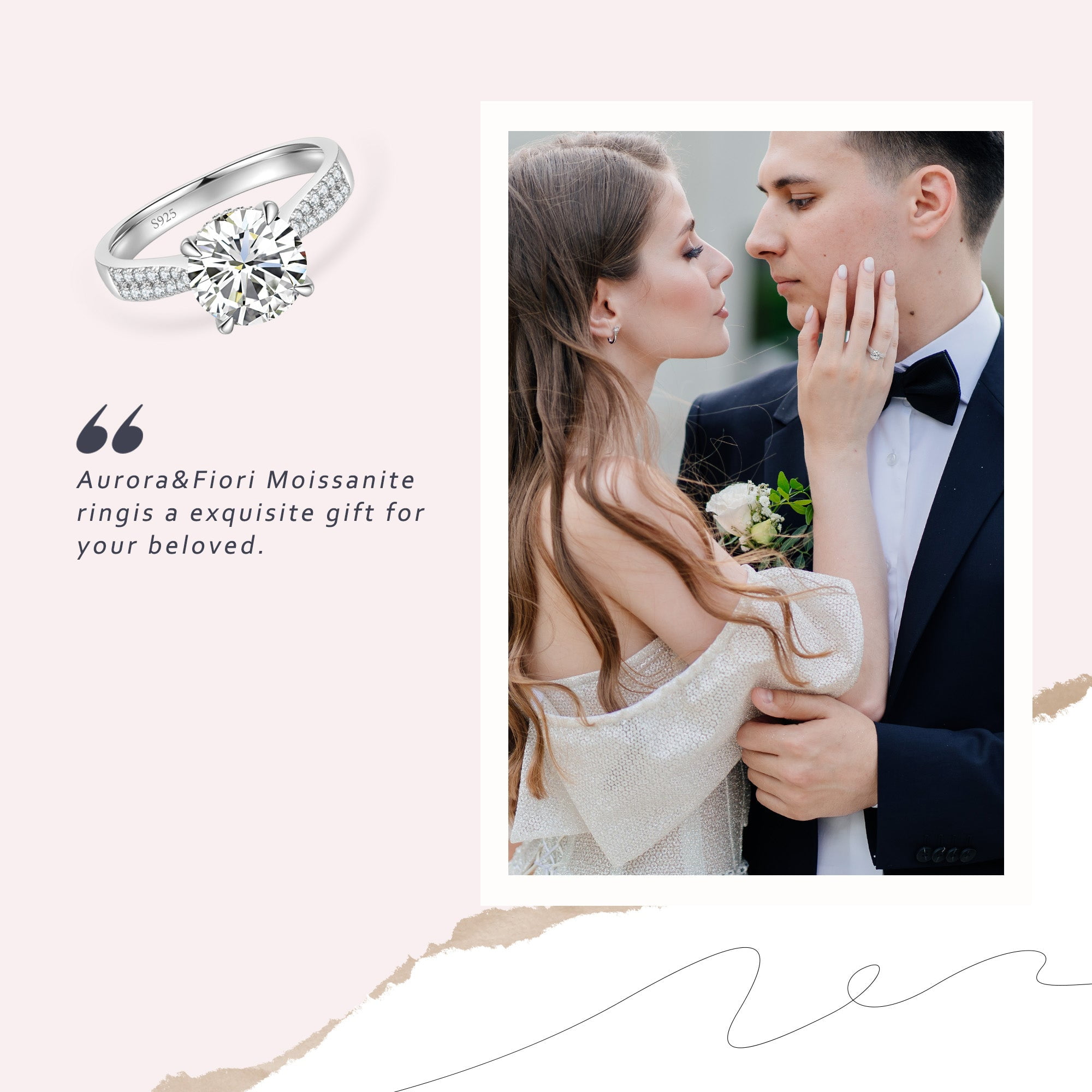 Aurora&Fiori 1.5CT Moissanite Engagement Rings for Women, S925 Sterling Silver with 18K White Gold Plated Promise Wedding Ring Size7