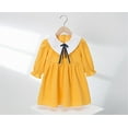thumbnail image 2 of Flower Girl Dress,Children Girls Long Ruffled Sleeve Bowknot Corduroy Princess Dress,Complete Outfit Set Clothing,Toddler Girl Dress,Yellow,3-4 Years, 2 of 9