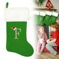 thumbnail image 2 of 18.5" Letter Embroidered Christmas Stocking Pendant, Green Velvet with White Super Soft Plush Cuff Embroidered Xmas Stockings Classic Personalized Stocking Decorations for Family Holiday Season Decor, 2 of 9