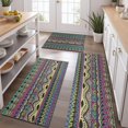 thumbnail image 2 of Colorful Ethnic Pattern Kitchen Rugs Sets Of 3,Kitchen Runner Rugs Non Skid Washable,Decorative Kitchen Floor Mats for Kitchen,Sink,Laundry,17"x30"+ 17"x47" + 17"x59", 2 of 6