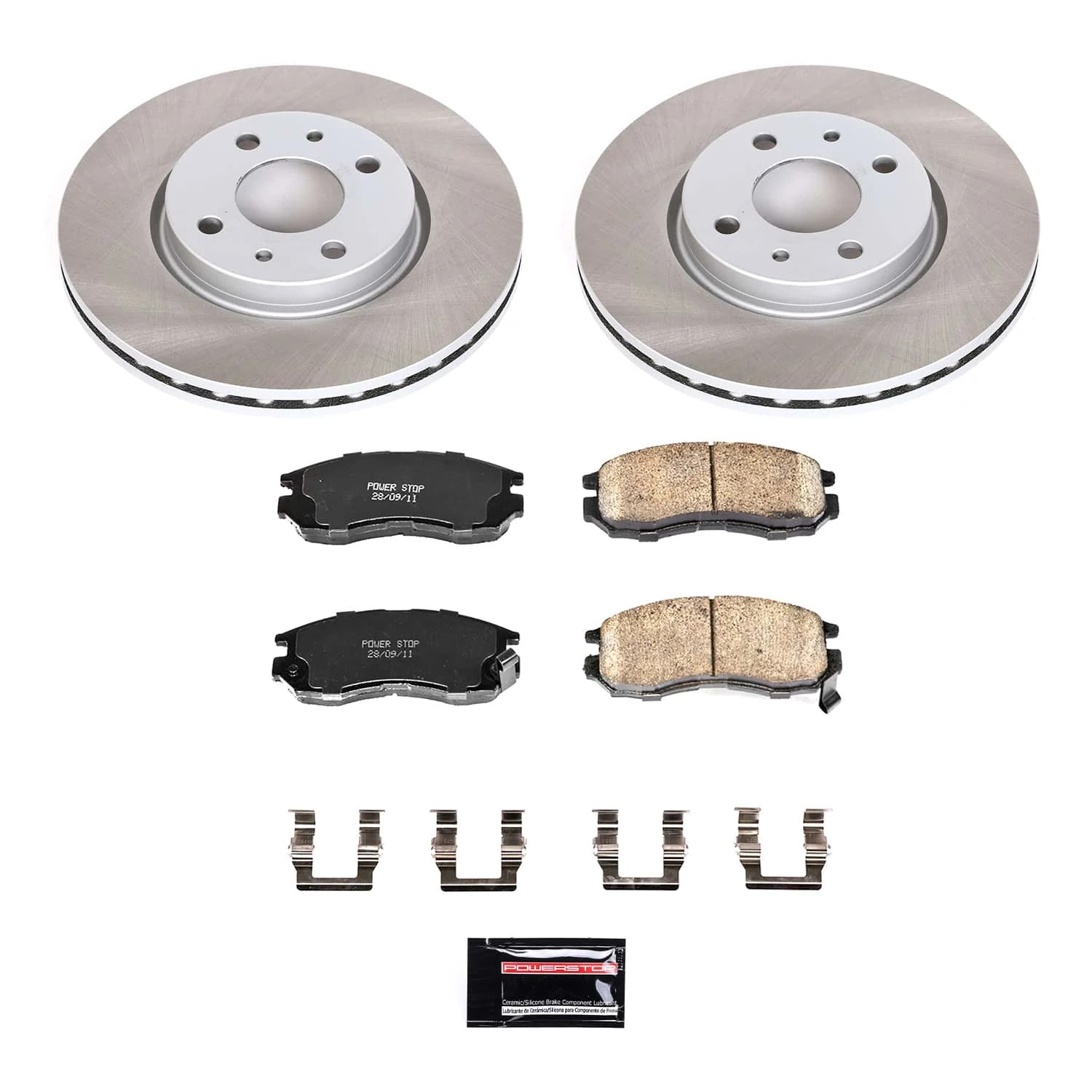 PowerStop Front Semi-Coated Rotor and Low-Dust Ceramic Brake Pad Kit SC1090