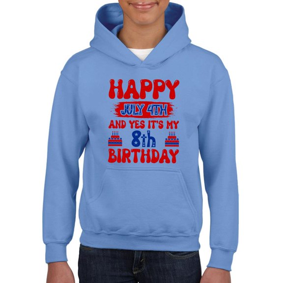 Happy 4Th Of July Day 8Th Bday Hoodie Juniors -Image by Shutterstock, x-Large