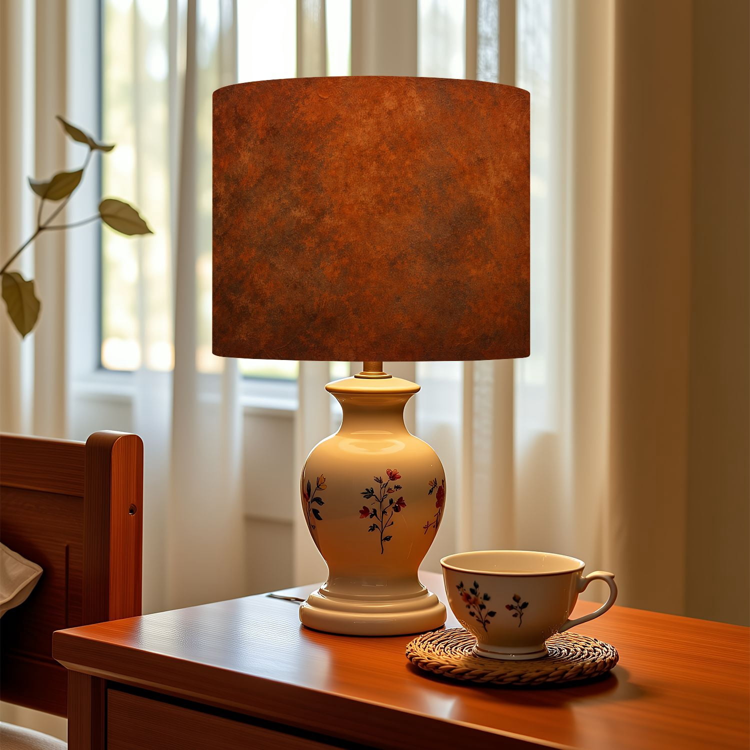 Linen Drum Lampshades Grunge rusty orange brown metal steel stone texture panorama 13"x13"x10" Light Shade for Table Lamps Floor Lamp Shades Lampshade Replacement Assembly Required