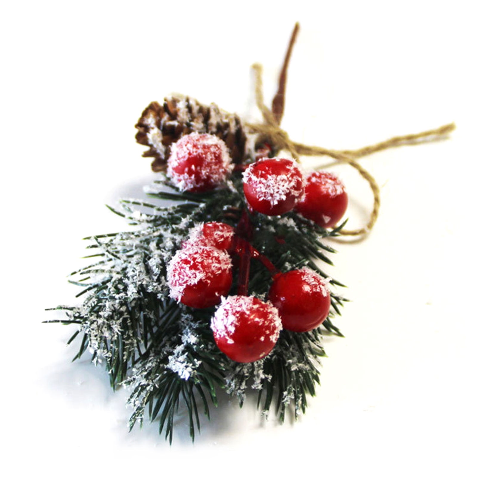 Pine Cone Red Berry Picks Stems Crafts Branch Christmas Wreath - 10Packs, Holly Artificial Evergreen Branches Tiny Pine Cones Picks Décor Floral