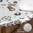 thumbnail image 3 of Chicken Round Tablecloth, Fitted Table Cover with Elastic for 45"-54" Round Tables, Farmhouse Country Animal Retro Pastoral Black Table Cloth Outdoor Indoor Dinning Party Waterproof Tablecloths, 3 of 7