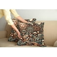 thumbnail image 2 of Ambesonne Boho Esoteric Throw Pillow Cover 2 Pack, Hidden Woodland Skull, 24", Cream Paprika Cadet Blue, 2 of 7