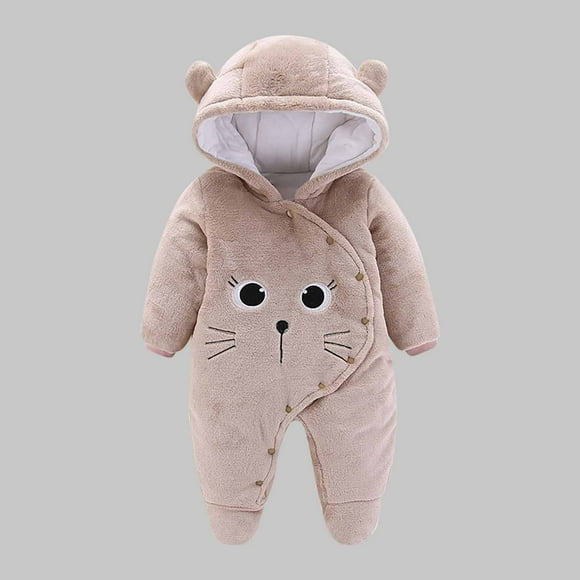 Cowsor Newborn Baby Bear Outfit Girls Boys Winter Fleece Clothes Hooded Romper Set