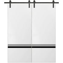 Sturdy Double Barn Door 36 x 80 inches with | Planum 0012 White Silk with Frosted Glass | 13FT Rail Hangers Heavy Set | Solid Panel Interior Doors