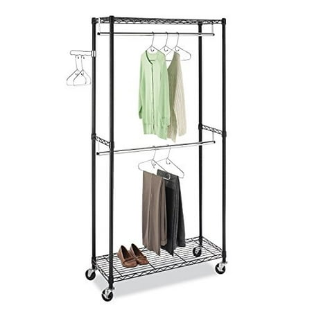 Supreme Garment Rack - Whitmor, Inc Supreme Double Rod Rolling Garment Rack in Black