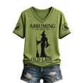 thumbnail image 2 of Halloween Shirts for Women Vintage Broom Flying Witch Shirt Short Sleeve V Neck Basic T-Shirt Casual Pullover Tops,Green,S, 2 of 8