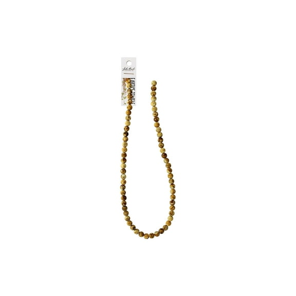 John Bead EJ SP 16" 6mm Tibetan Dzi Rnd Fr Lt Brn