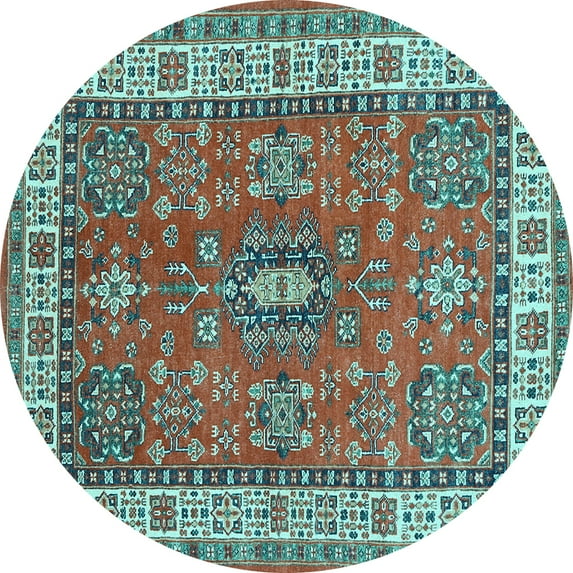 Ahgly Company Indoor Round Persian Light Blue Traditional Area Rugs, 8' Round