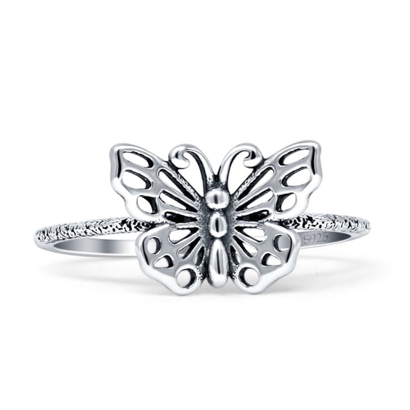 Butterfly Filigree Oxidized Rings 925 Sterling Silver Size 5
