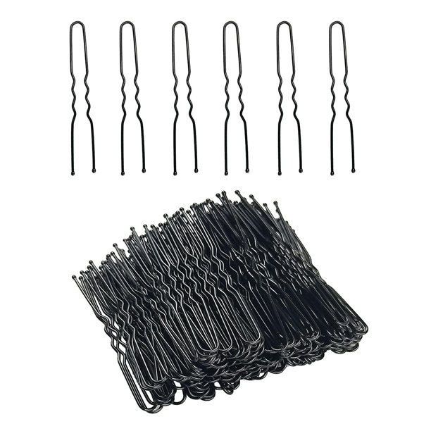 Horquillas para el cabello en forma de U, 220 piezas de horquillas para moño de 6 cm con caja de almacenamiento, negro 220 piezas de horquillas en U negras -