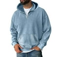 thumbnail image 2 of Zimjoy Half Zip Pullover Men Fashion Distressed Acid Wash Sweatshirt Fall Hoodie Men Graphic Drop Shoulder Long Sleeve Casual Lightweight Hooded Sweatshirt with Pockets, Light Blue M, 2 of 9