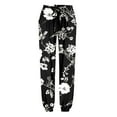 thumbnail image 4 of Jamsmile Womens Pants Casual Boho Floral Print High Waist Stretch Wide Leg Pants With Pockets Summer Lightweight Loose Flowy Trousers, 4 of 4