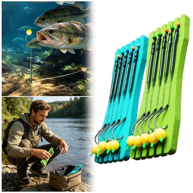 Ainf Tied Up Rig Short Hook With High Buoyant Floating Size Tackle 5pcs High Steel Hooks