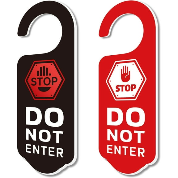 2 Pack Stop Do Not Enter Door Hanger Sign Door Hangings Acrylic Engraved Signs for Office Home and Meeting Session diy