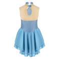 thumbnail image 4 of Jizyo Girls Sequins Ballet Figure Ice Skating Dress Kids Sleeveless Floral Printed Tutu Skirted Grey Blue 14, 4 of 7