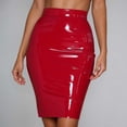 thumbnail image 2 of GJSYRH Women's Latex Pencil Midi Skirt High Waisted Bodycon Metallic Wet Look Office Lady Knee Length Skirt, 2 of 6