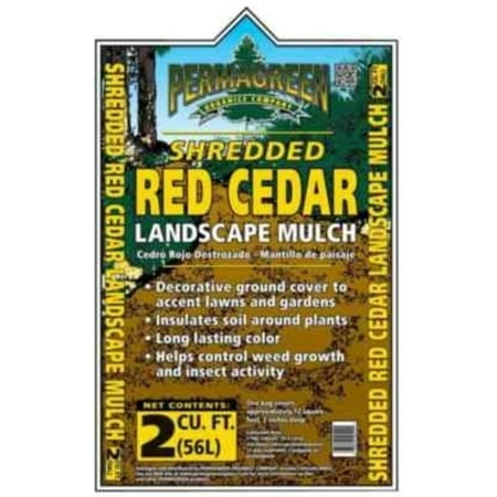 PermaGreen Natural Shredded Red Cedar Mulch, 2 Cu. ft.