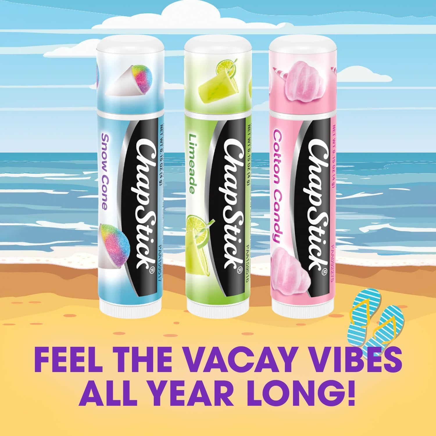 (2 pack) ChapStick Lip Care Set, Vacation Getaway Collection 3-Pack – Snow Cone, Limeade, Cotton Candy Lip Balm, 0.15 Oz Ea