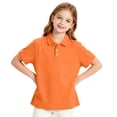 thumbnail image 4 of Garbnen Polo Shirt Girls Collared Short Sleeve Girl Golf Shirt Preppy Student Back To School Button Up Teen Girls School Uniform Orange 11-12Y, 4 of 6
