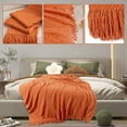 thumbnail image 6 of Halloween Fall Decor Throw Blanket, Burnt Orange Cozy Knit Blanket for Sofa Bed Living Room, Seasonal Home Accent, 50x60 Inches, Orange, 6 of 6
