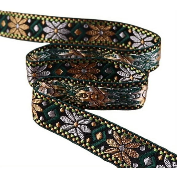 2.4cm Vintage Jacquard Ribbon Geometric Embroidered Ribbons Garment Trim for Sewing Accessories Gift Wrapping Wedding Decoration