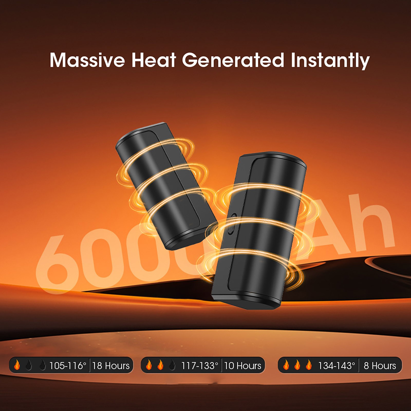 Rechargeable Hand Warmers Portable Hot Pockets USB 6000mAh 18 Hours Long Heating for Camping Outdoor and Daily Use