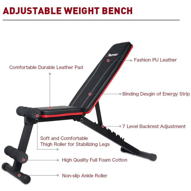 PASYOU Adjustable Weight Bench Full Body Workout Multi-Purpose Foldable  Incline Decline Exercise Workout Bench for Home Gym
