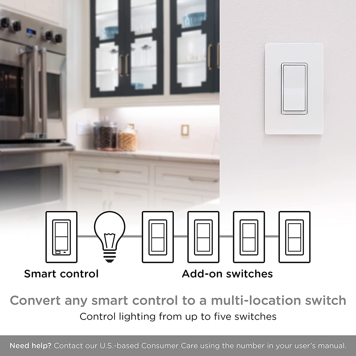 LXYWXS-Add-On Switch QuickFit and SimpleWire, In-Wall Rocker Paddle, Z-Wave ZigBee Wireless Smart Lighting Controls, NOT A STANDALONE Switch, 46199 , White and Light Almond
