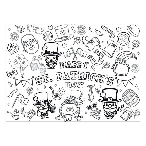2-Pack St. Patrick's Day Coloring Poster, 32 x 71 Inch Versatile Paper Coloring Tablecloth, St Pattys Day Crafts, Party Decorations, 31.4 x 43.3 Inch