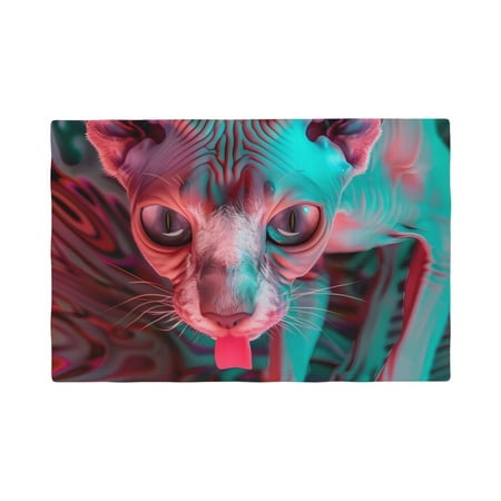 

Placemats Set of 6 Psychedelic Hairless Cat Place mats for Dining Table Indoor/Outdoor Cute Heat Resistant Washable Table Mats(18 x 12 )