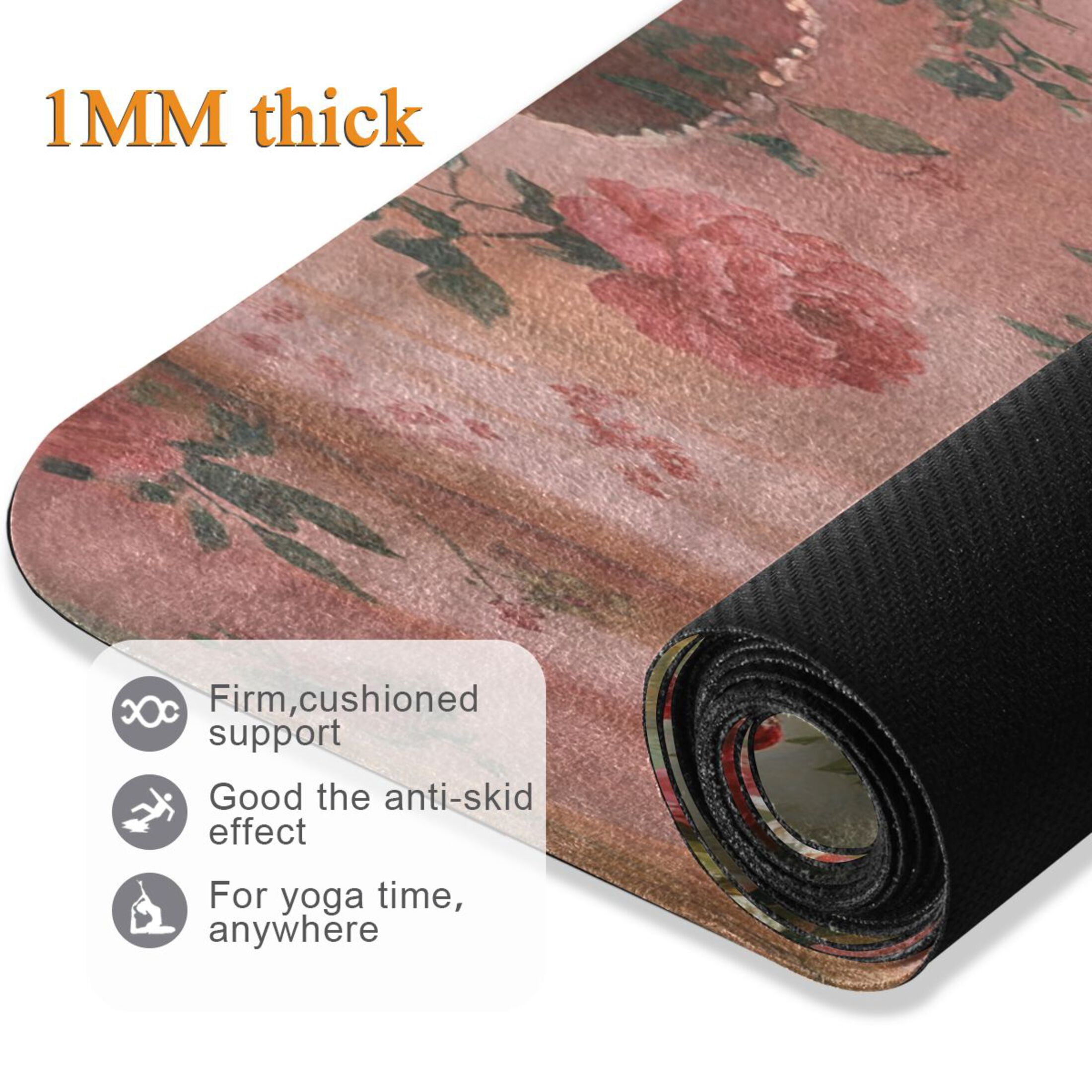 BZSMCE Yoga Mat Women Tea Set with Roses Fitness Mat