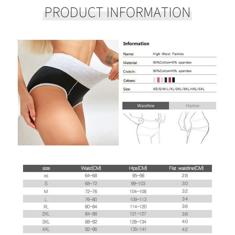 3 Pcs Women's Cotton Underwear High Waisted Stretch Briefs Soft Breathable  Panties Ladies Full Coverage Brief Plus Size