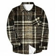 thumbnail image 3 of Men's Plaid Shirts Long Sleeve Lapel Button down Tops Casual Loose Lightweight Shirts Jackets with Flat Pocket (S, Gold), 3 of 4