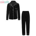 thumbnail image 2 of Conjunto de Pijama de terciopelo para niños, ropa de dormir informal de manga larga con cuello vuelto, Top con pantalones, ropa de dormir de Navidad para el hogar, 2 of 4
