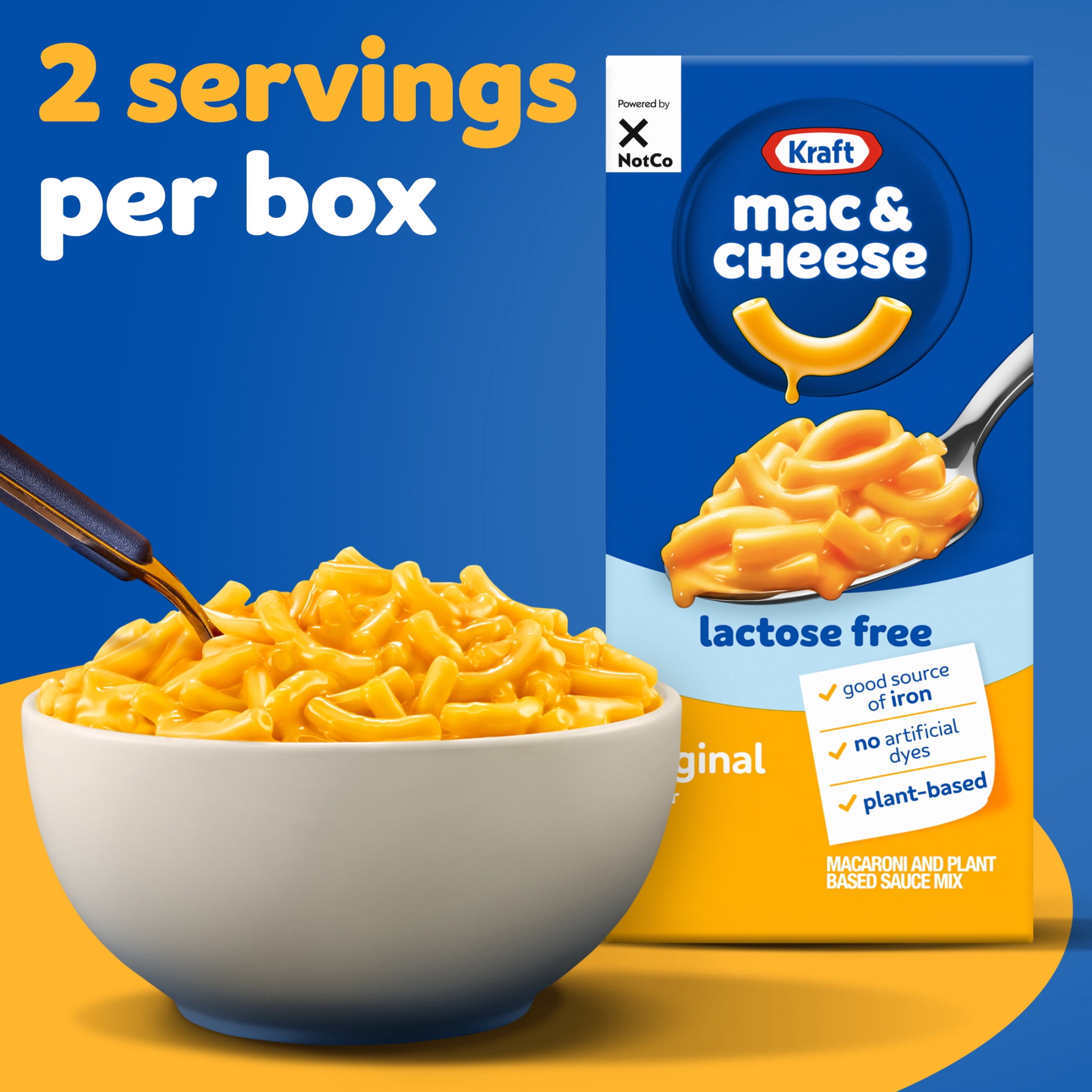 (6 pack) Kraft NotCo Lactose Free Mac and Cheese, 1 Box, Plant Based, Original Flavor, No Artificial Dyes, Good Source of Iron (15%), 10g of Protein (8% Daily Value), 6 oz