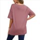 thumbnail image 3 of Camiseta Holgada de Algodón de Color Liso con Cuello Redondo y Aberturas Laterales, Color Rosa, Talla L, 3 of 6