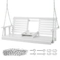 thumbnail image 1 of KFFKFF Wooden Swing 5 ft, Outdoor Bench Swing for Patio & Garden, Enhanced 880 lbs Capacity, Durable Outdoor Swing Seat with Chains, White, 1 of 9