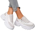 thumbnail image 6 of Sneakers for Women Fashion Platform White Leather Casual Dad Shoes Comfortable Wedge Walking Sport Sneakers, 6 of 8