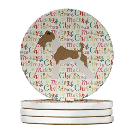 

Wire Fox Terrier Merry Christmas Large Sandstone Coasters Pack of 4 4 in x 4 in