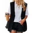 thumbnail image 2 of Women's Sleeveless Denim Vest Oversize Button Down Ripped Waistcoat Jacket Black XXL, 2 of 9