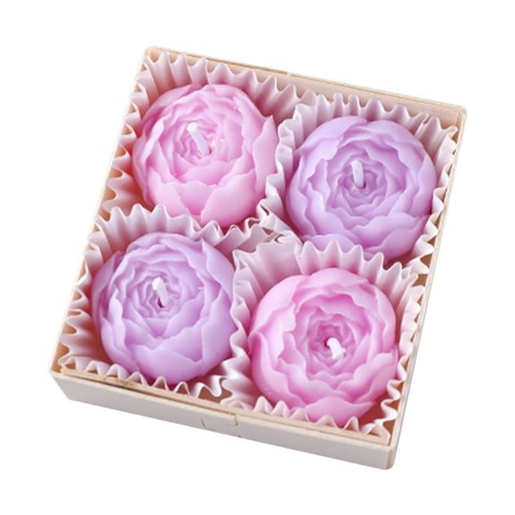 Soy Wax Candle, Aromatherapy Candle, 4 Pack Peony Flower Scented Candle Set, Soy Wax Aromatherapy Candle Gift Box with Floral Shaped Relaxation Candles, for Anniversaries, Wedding, Home Spa Decor